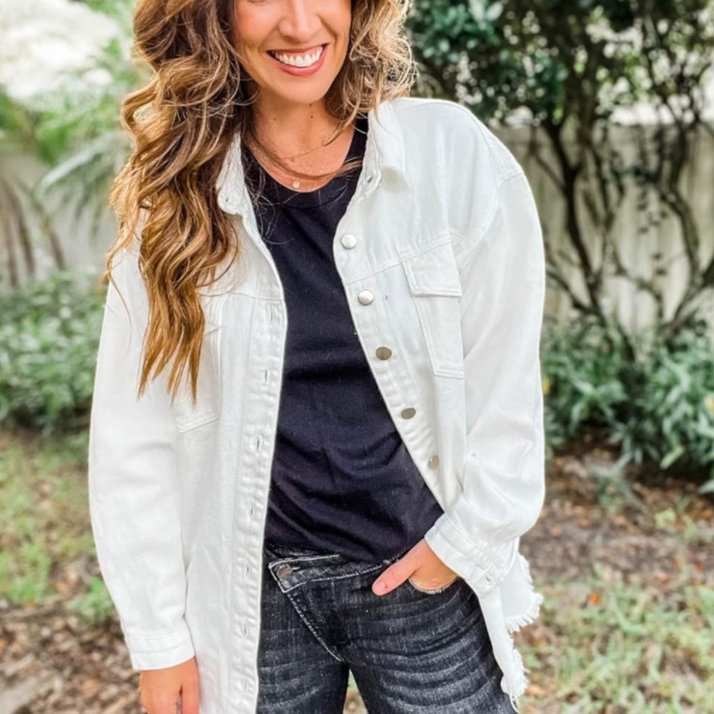 white jacket jean oversized women jacket